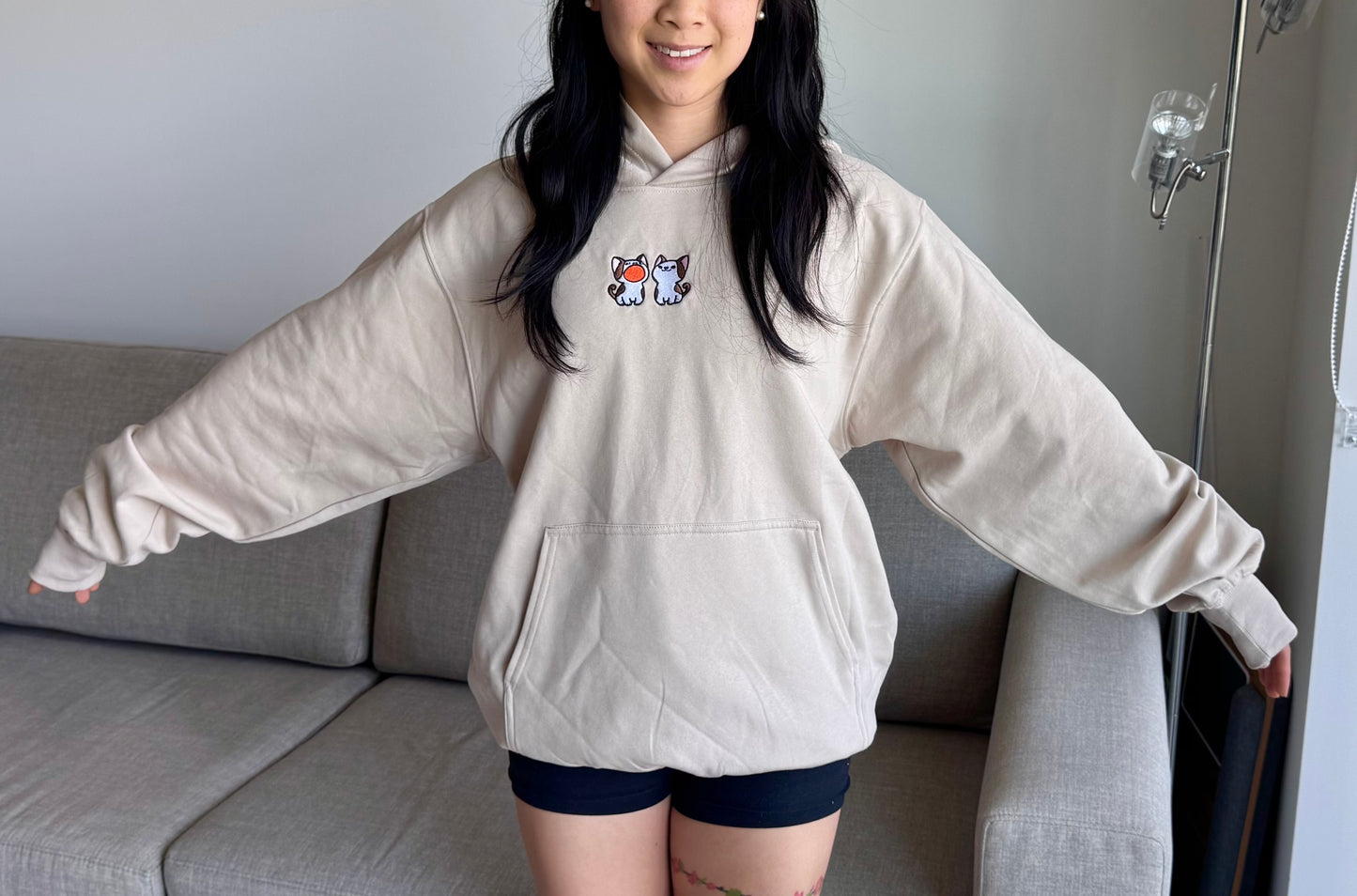 Pop Cat Embroidered Hoodie