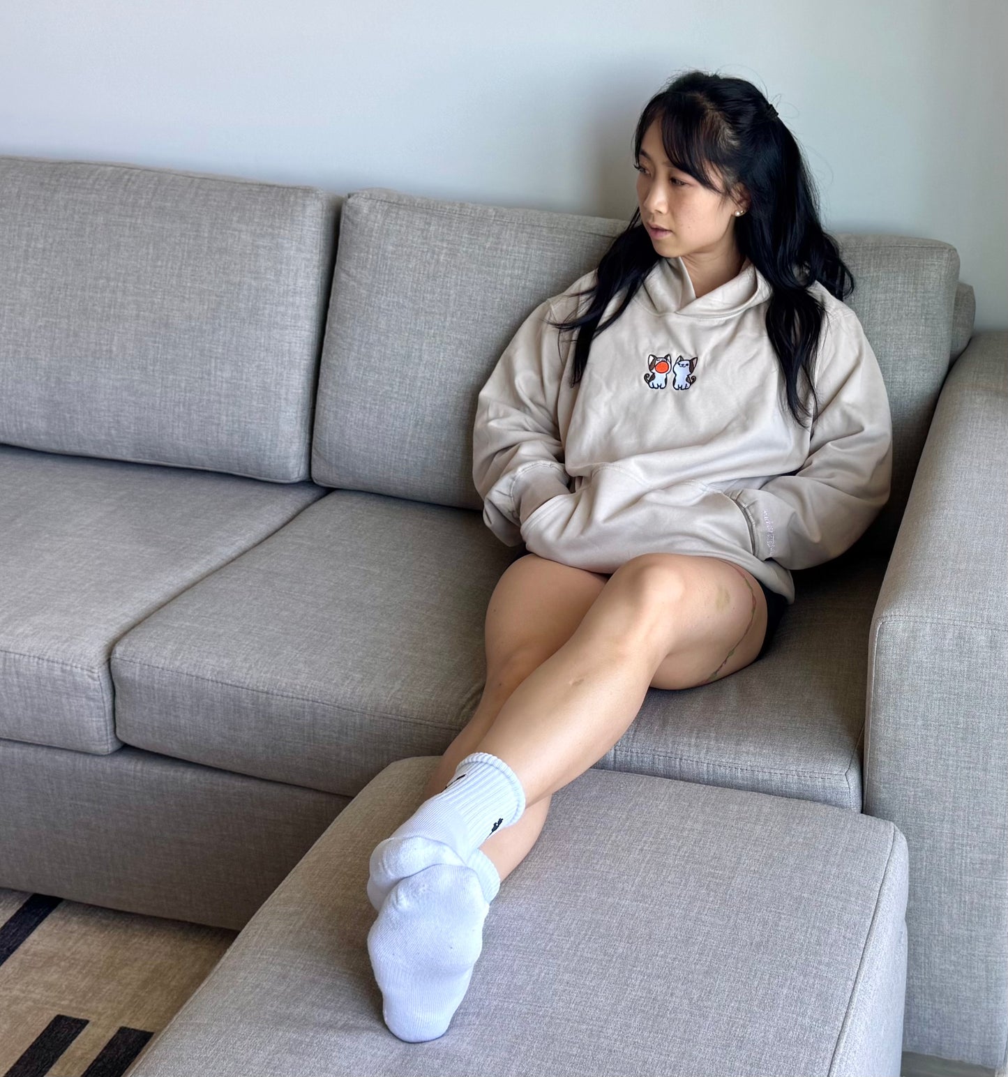 Pop Cat Embroidered Hoodie