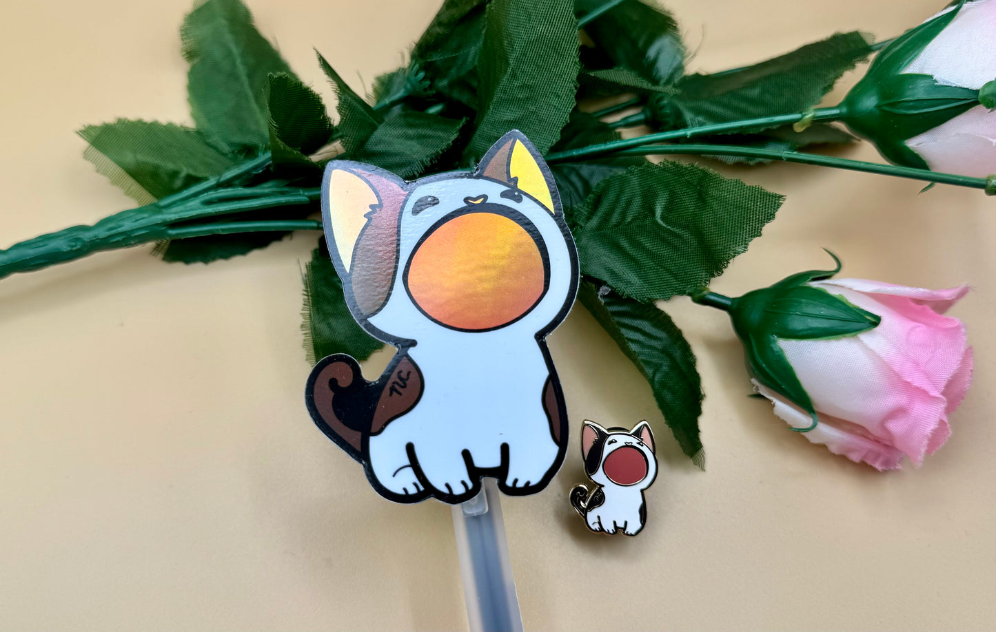 Pop Cat Stickers, Keychains, & Enamel Pins