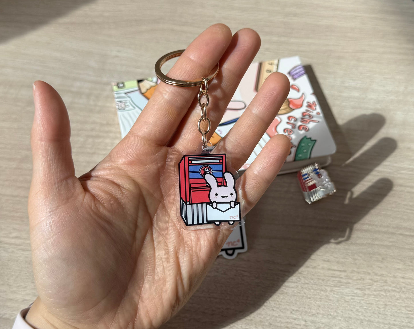 Postal Mailbox Bunny Gold Enamel Pin & Vinyl Sticker & Keychain
