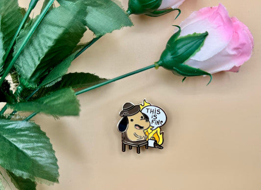 This Is Fine Dog Stickers, Keychains, Magnets, Coaster, & Enamel Pins