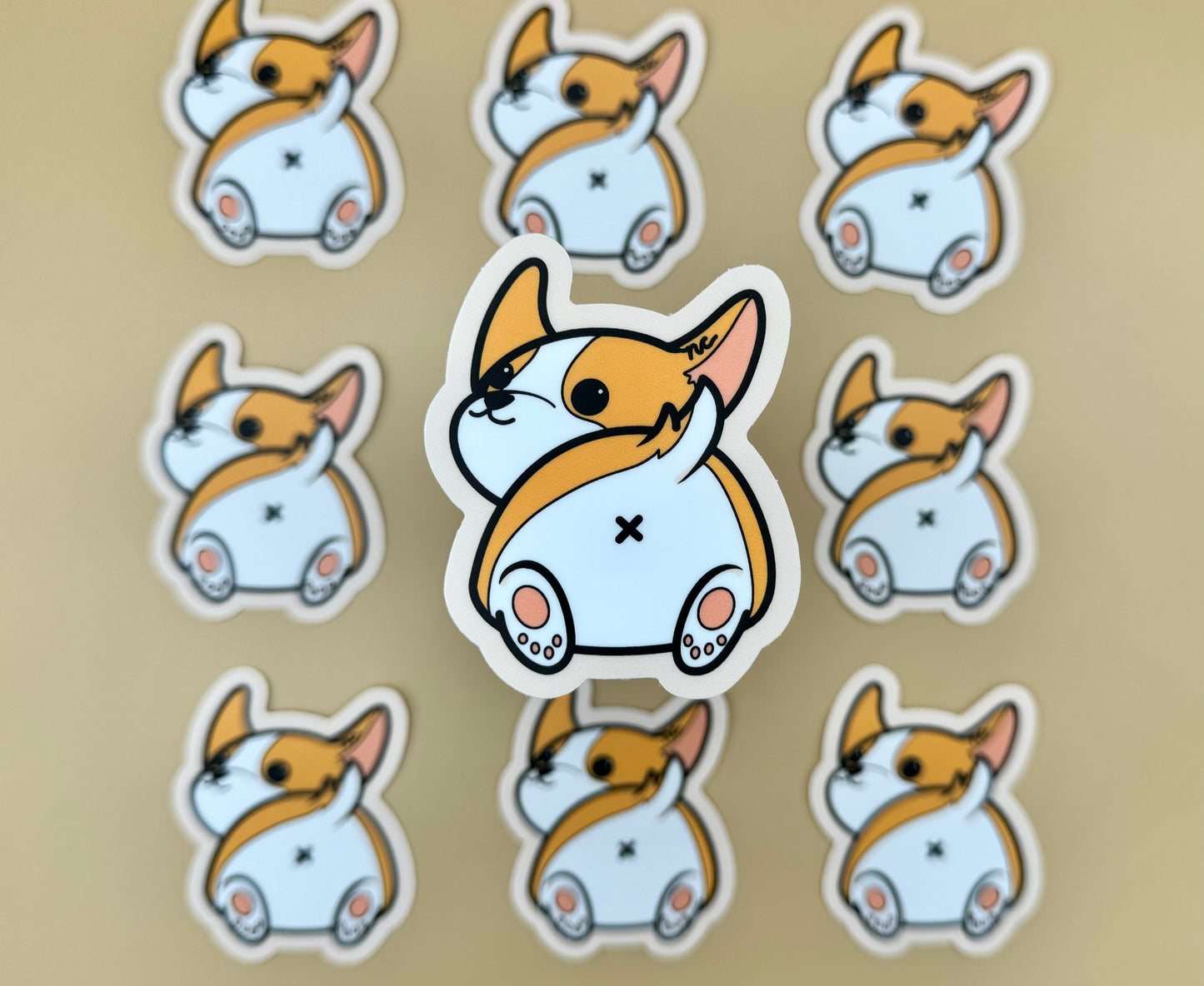 Corgi Butt Enamel Pin & Vinyl Sticker
