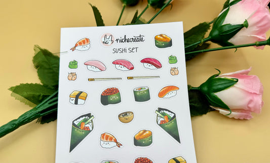 Sushi Set Vinyl Sticker Sheet