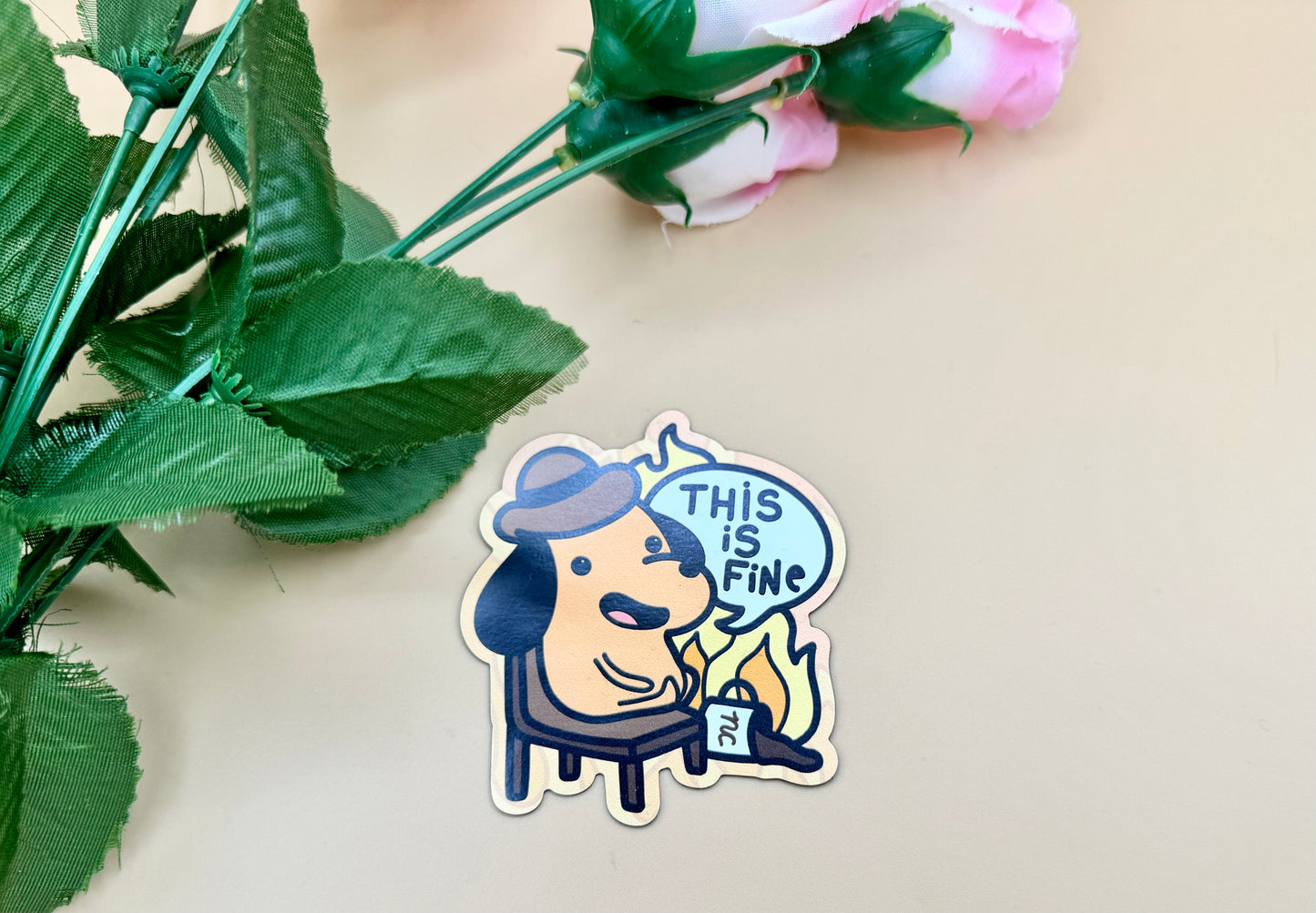 This Is Fine Dog Stickers, Keychains, Magnets, Coaster, & Enamel Pins