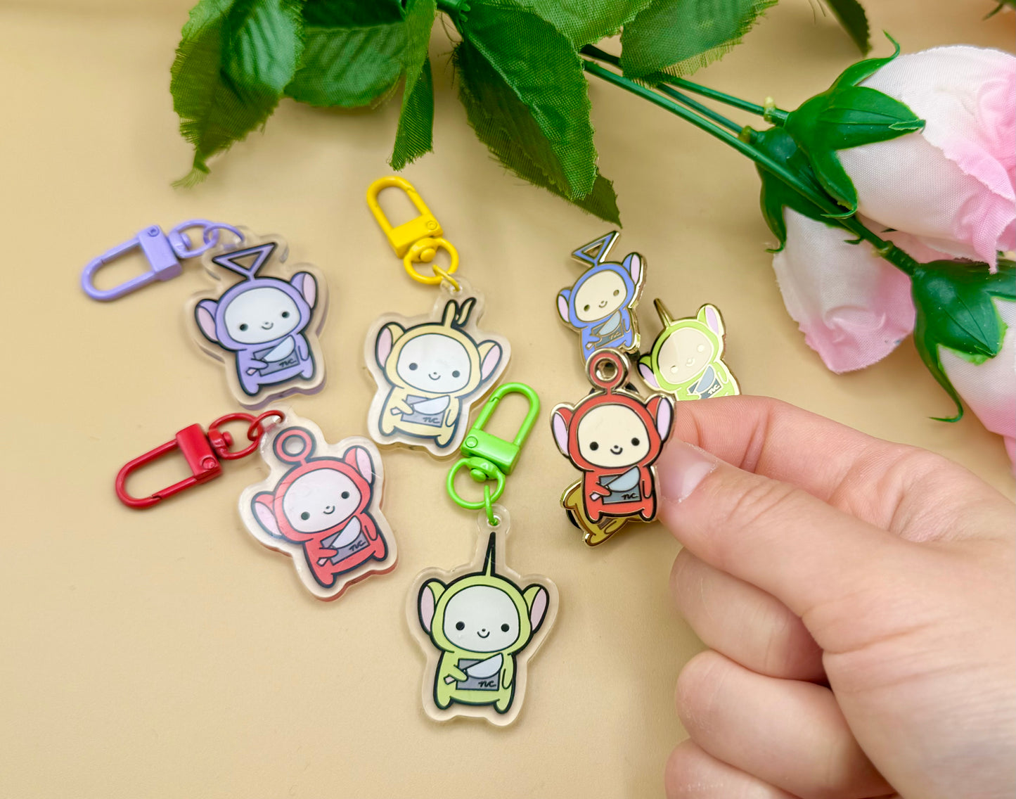 Stabby Telebutties Enamel Pin & Keychain (Inspired Art)