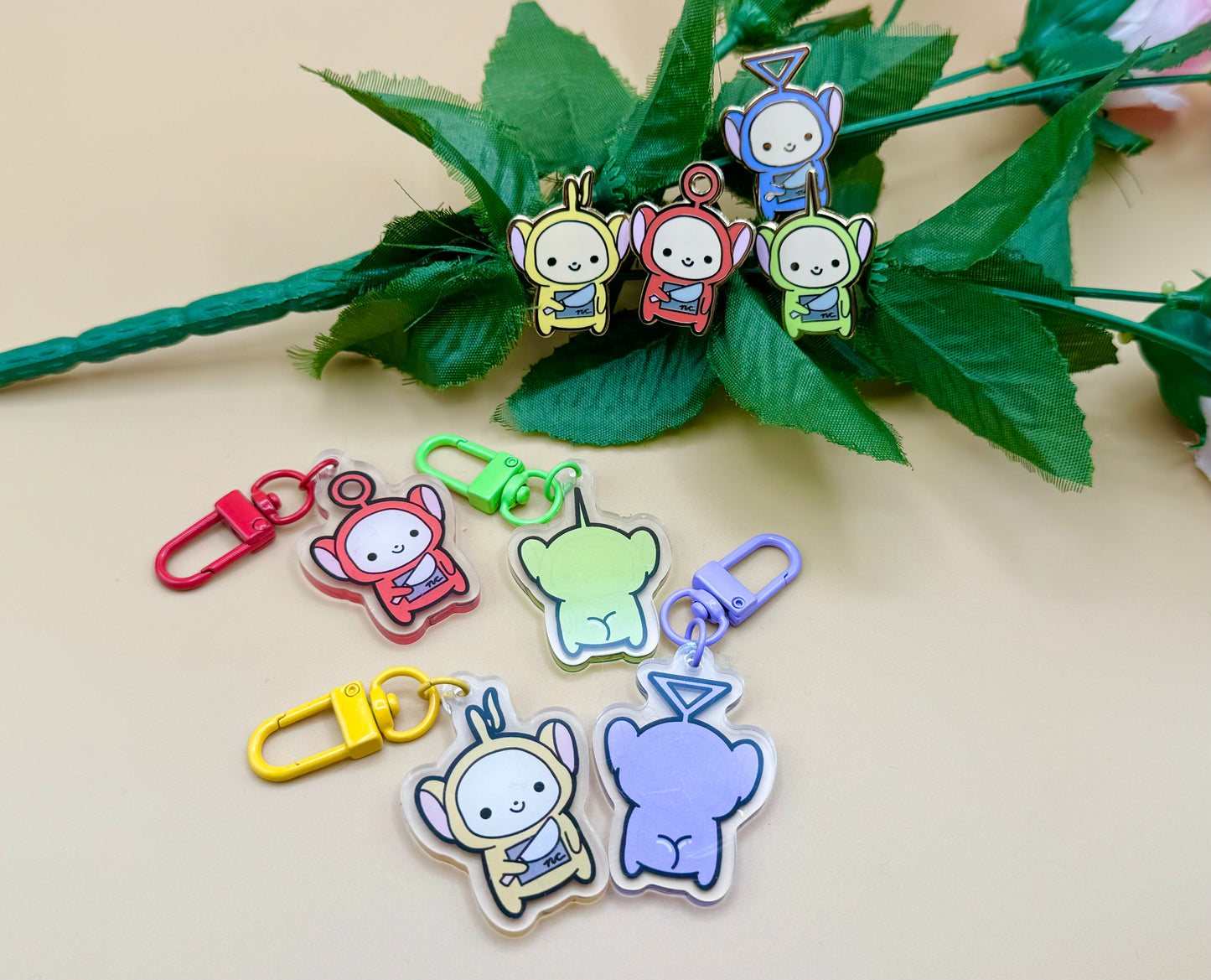 Stabby Telebutties Enamel Pin & Keychain (Inspired Art)
