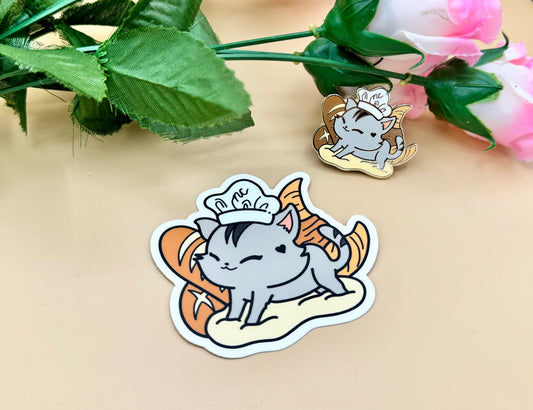 Kneading Cat Enamel Pin & Vinyl Sticker