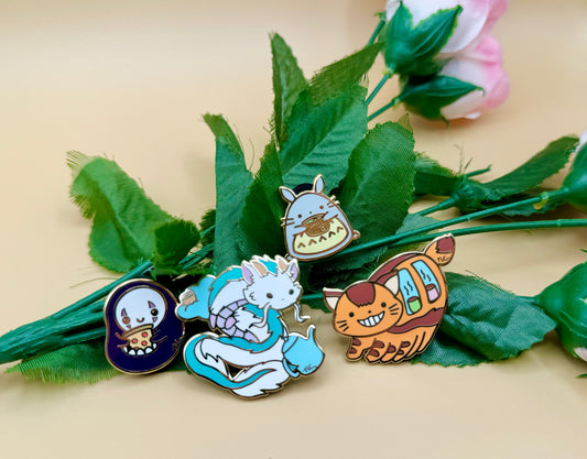 Spirit Café Coffee Gold Enamel Pins & Keychains (Inspired Art)