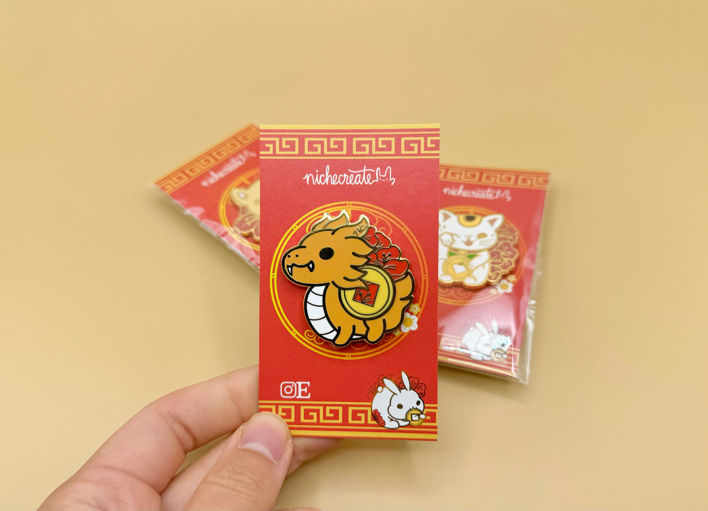 Lucky Plum Blossom Zodiac Animals Hard Enamel Pins, Keychains, Vinyl Stickers