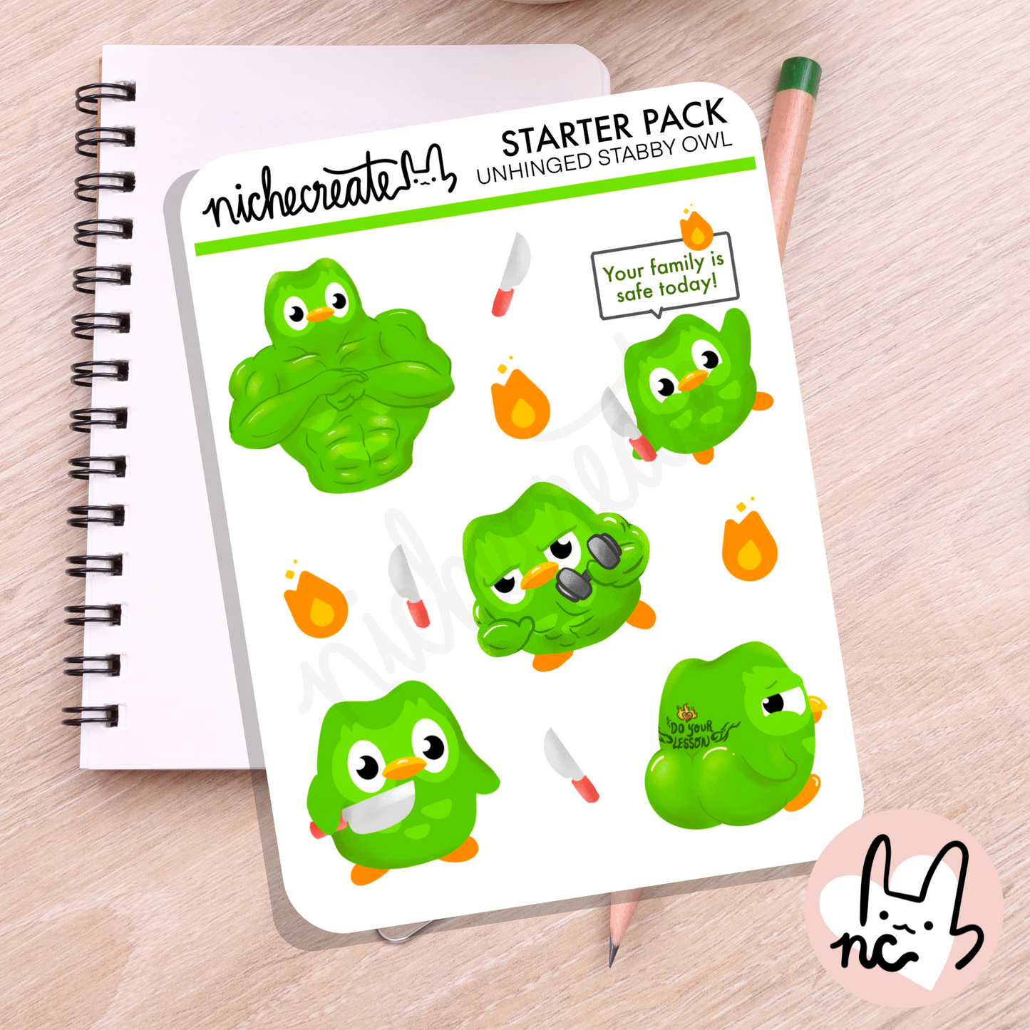 Unhinged Stabby Owl Planner Sticker Sheet (Inspired Art)