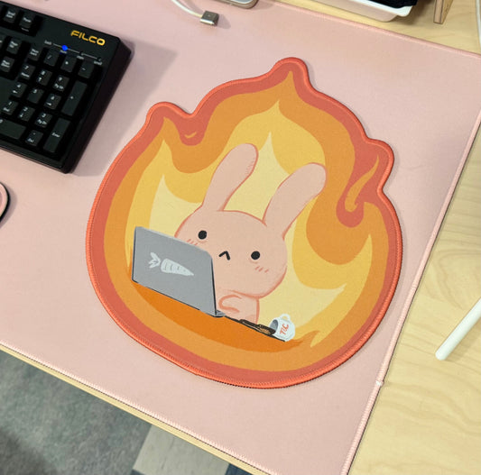 Bunny Working on Fire Mousepad