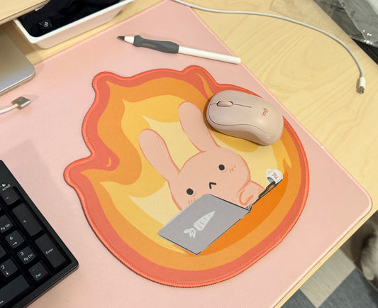 Bunny Working on Fire Mousepad