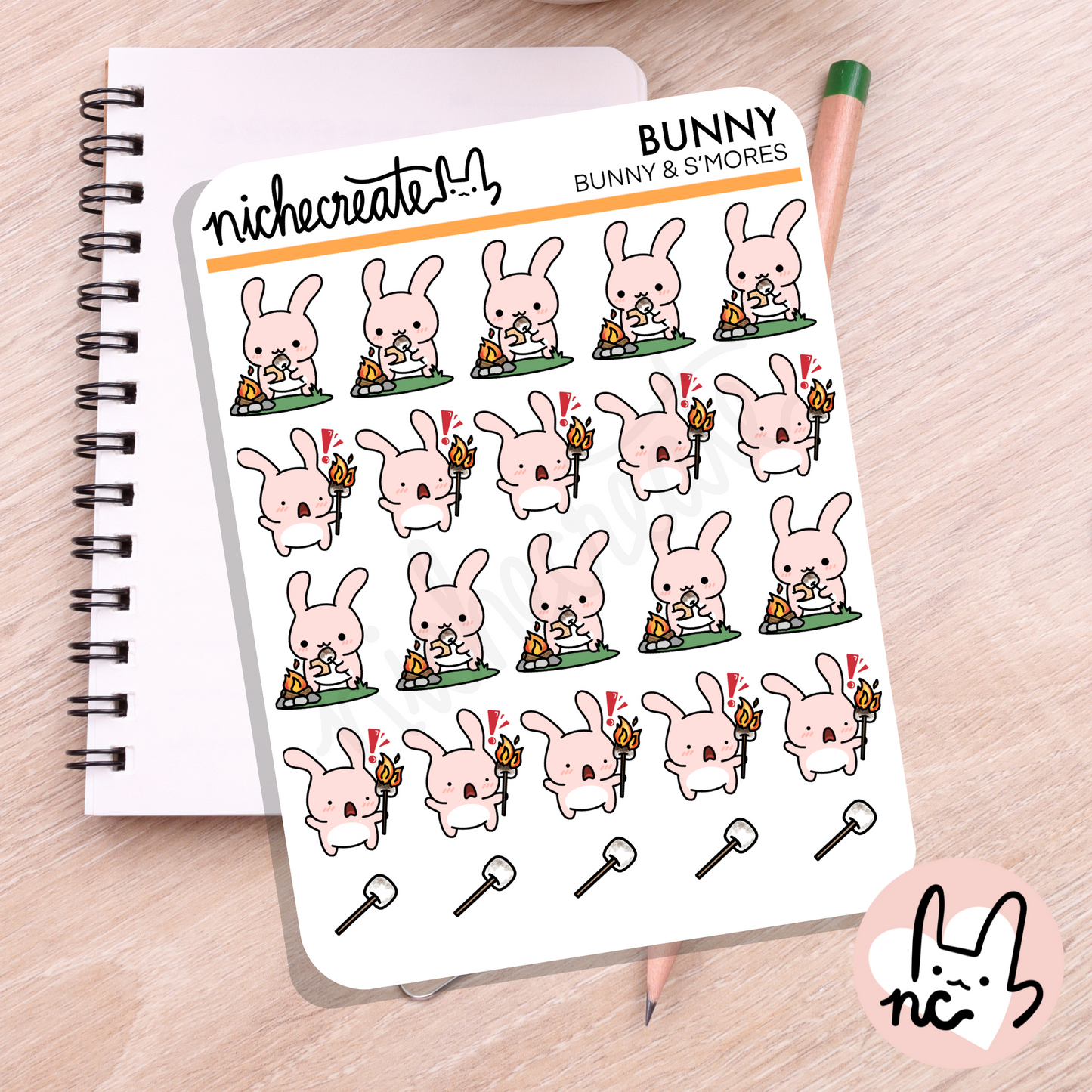 Bunny & S'mores Planner Sticker Sheet