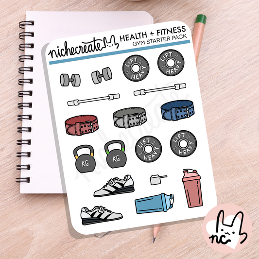 Gym Starter Pack Planner Sticker Sheet