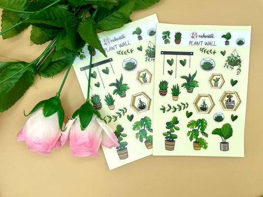 Green Plant Wall Vinyl Sticker Sheet