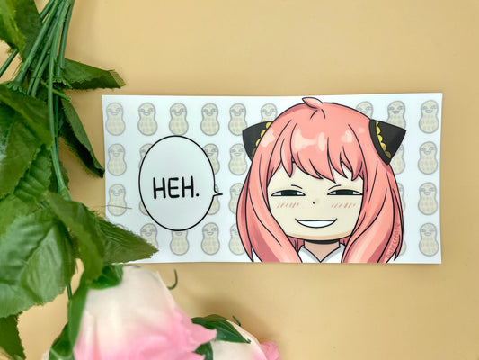 Pink Spy "Heh." Keychain & Car Bumper Sticker (Inspired Art)