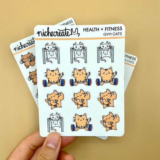 Workout Cats (3 Designs) Planner Sticker Sheet
