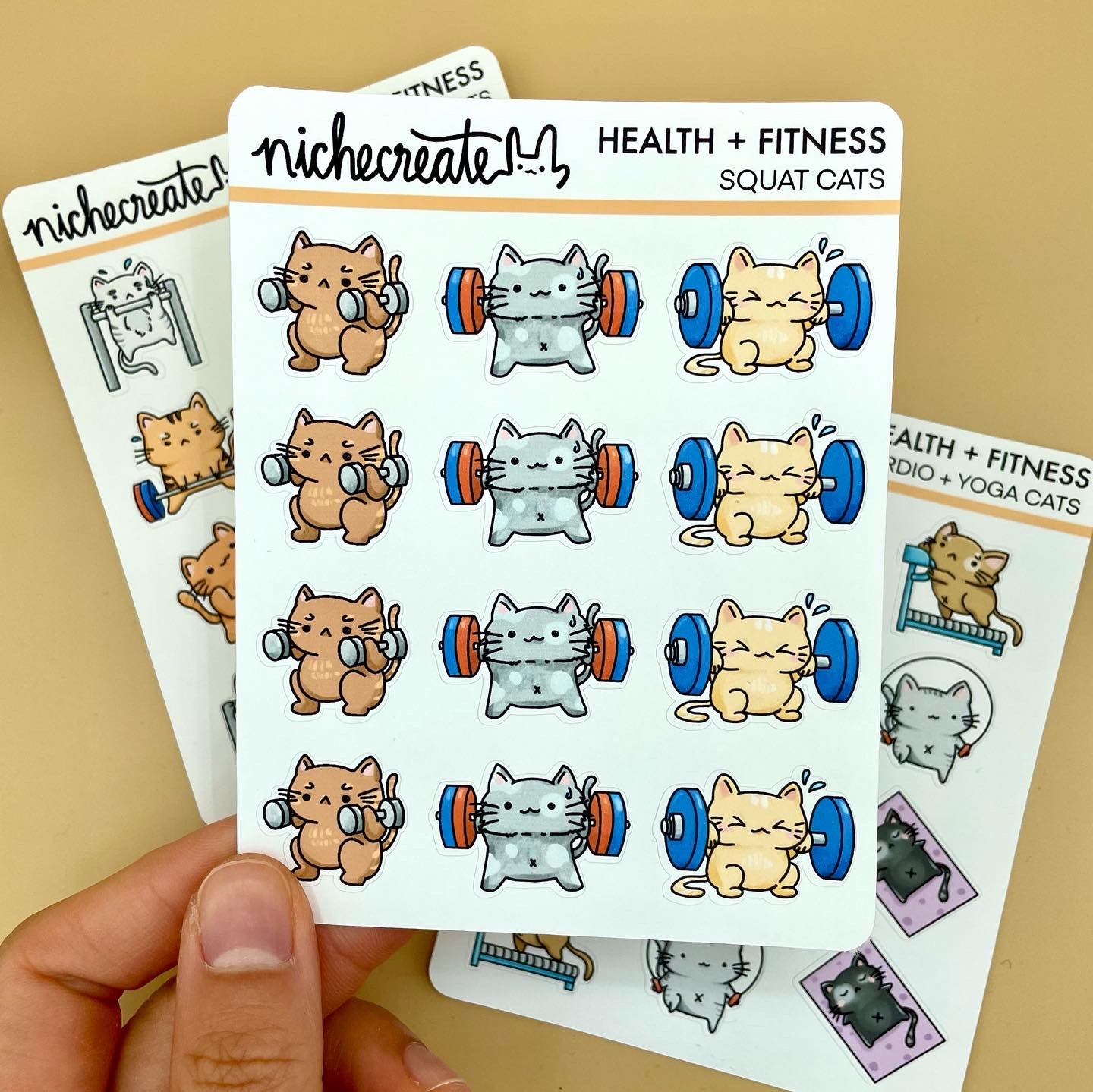 Workout Cats (3 Designs) Planner Sticker Sheet
