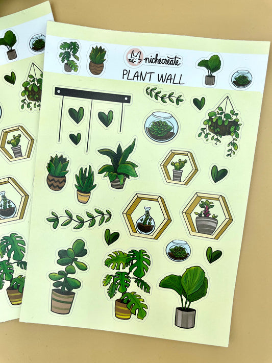 Green Plant Wall Vinyl Sticker Sheet