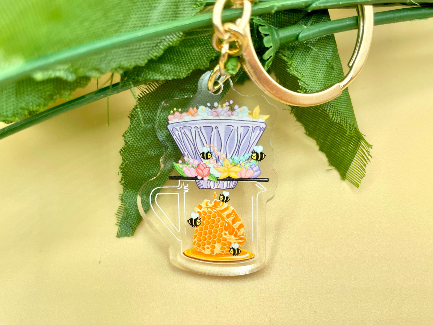 Honeycomb Bees Coffee Vinyl Sticker & Keychain