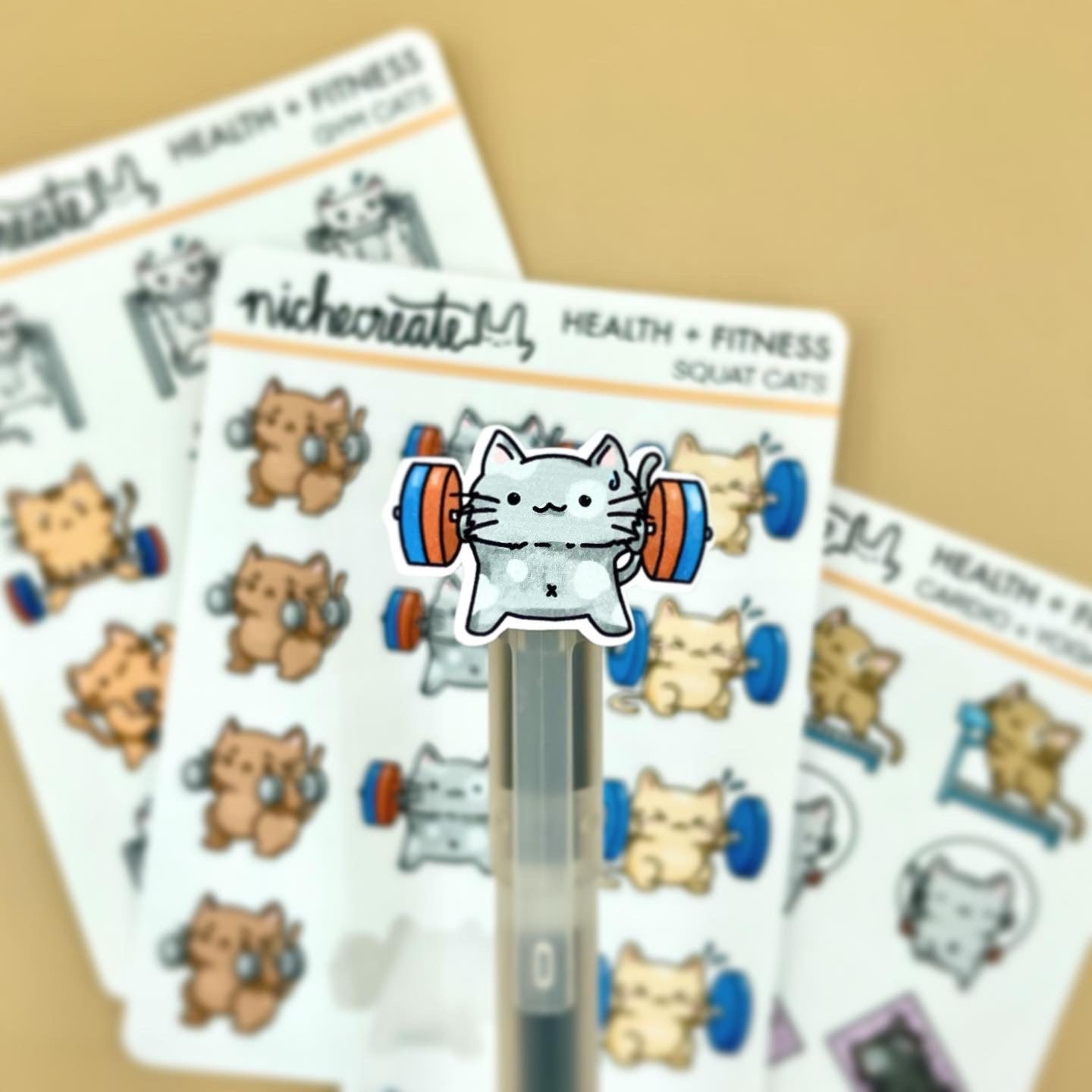 Workout Cats (3 Designs) Planner Sticker Sheet