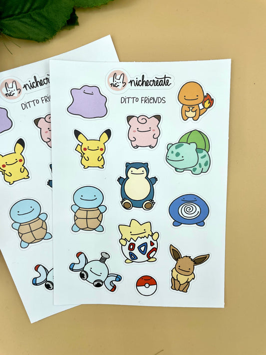 Ditto Friends Vinyl Sticker Sheet (Inspired Art)