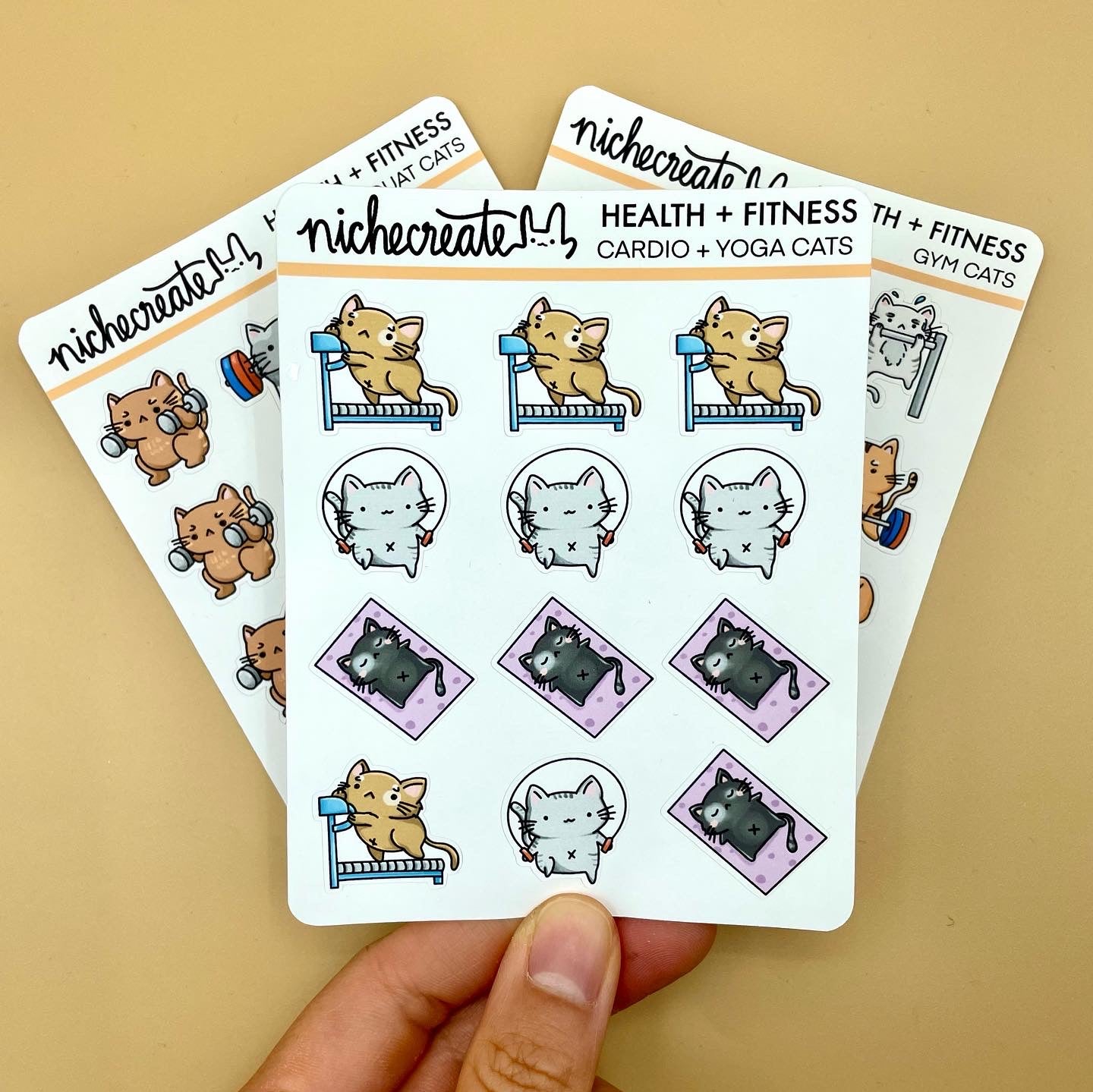 Workout Cats (3 Designs) Planner Sticker Sheet