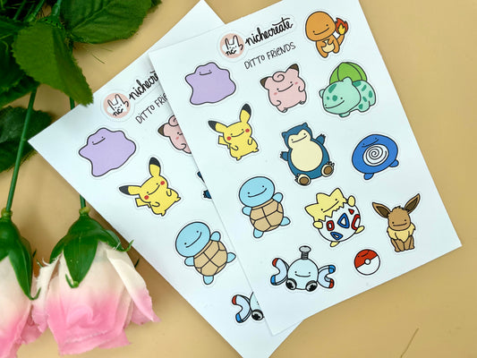 Ditto Friends Vinyl Sticker Sheet (Inspired Art)