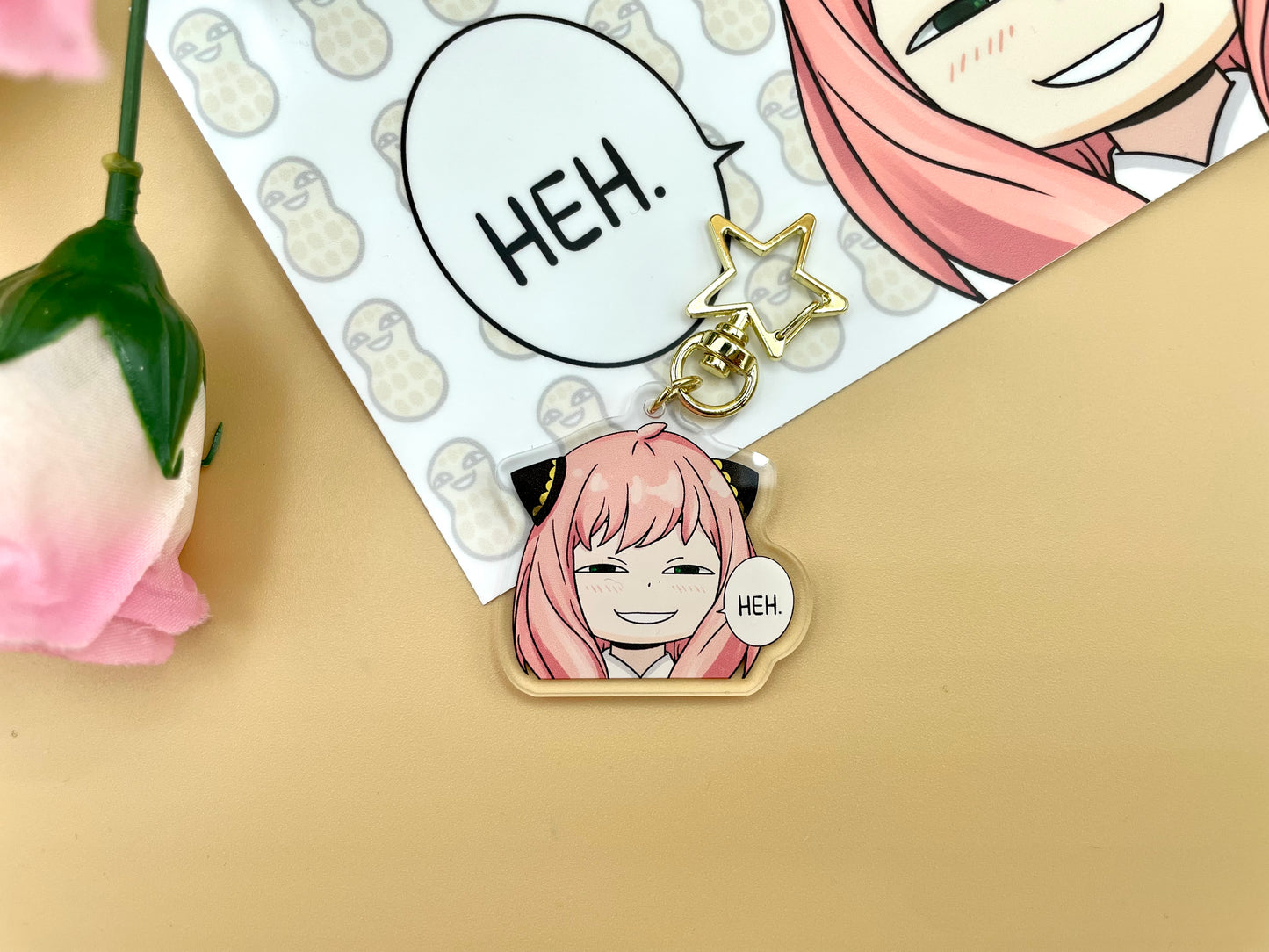 Pink Spy "Heh." Keychain & Car Bumper Sticker (Inspired Art)