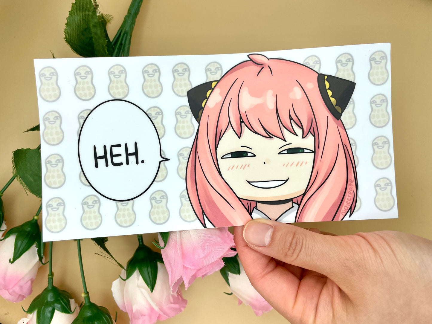 Pink Spy "Heh." Keychain & Car Bumper Sticker (Inspired Art)