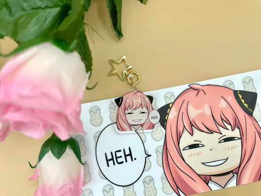 Pink Spy "Heh." Keychain & Car Bumper Sticker (Inspired Art)