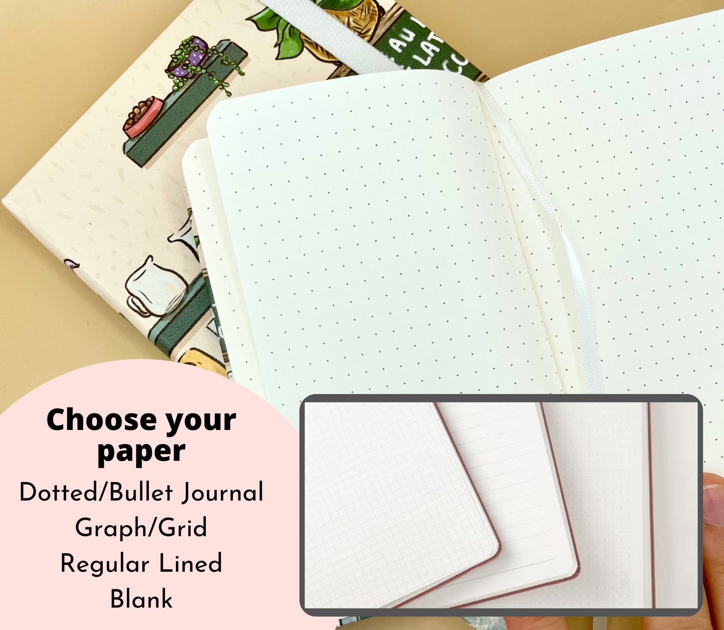 Cat Café Notebooks | A5, A6 | Grid, Dotted Bullet Journal, Blank, Lined