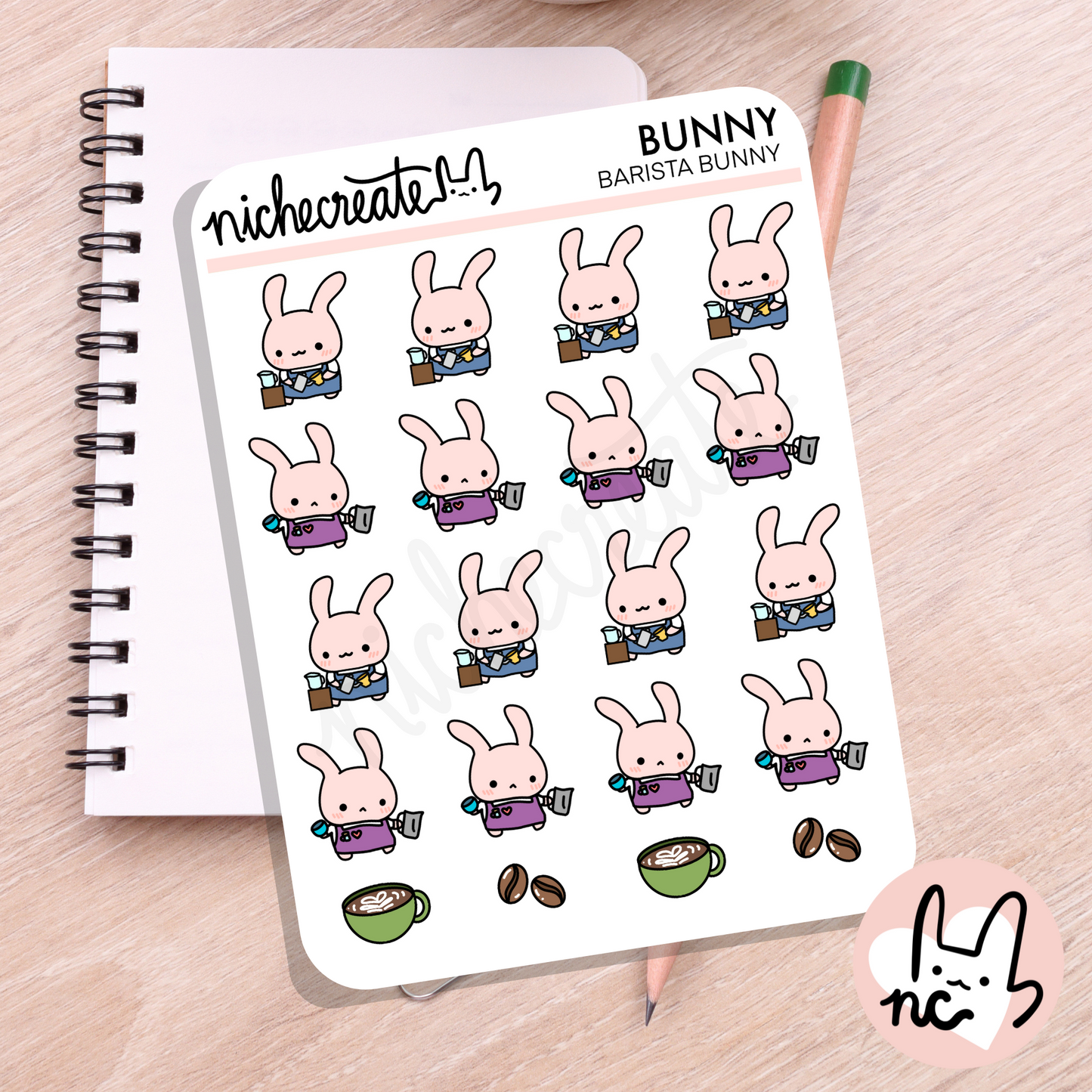Barista Bunny Planner Sticker Sheet