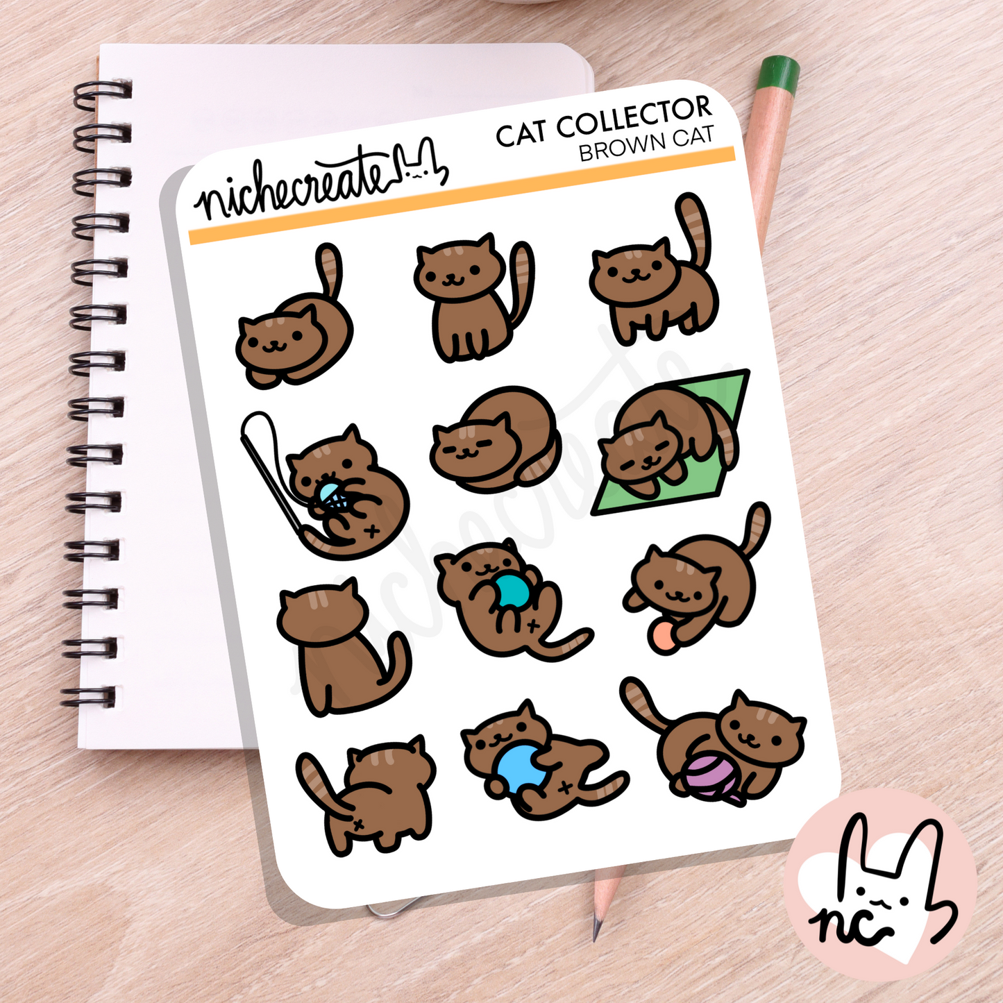 Cat Collector Standard Planner Sticker Sheets (7 Colour Variations) (Inspired Art)
