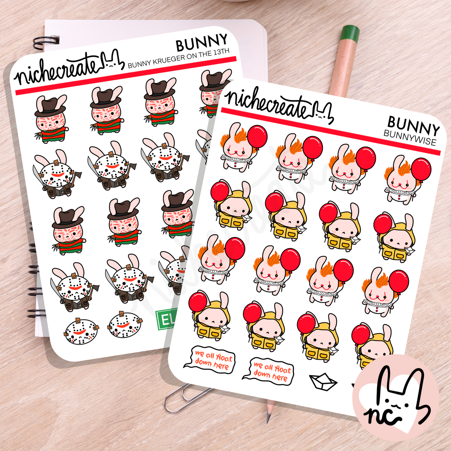 Horror Bunnywise Freddy Planner Sticker Sheet (Inspired Art)
