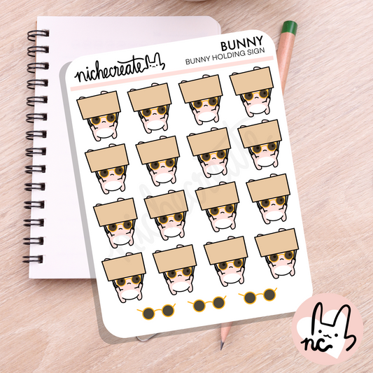 Bunny Holding Sign Planner Sticker Sheet