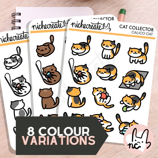 Cat Collector Standard Planner Sticker Sheets (7 Colour Variations) (Inspired Art)