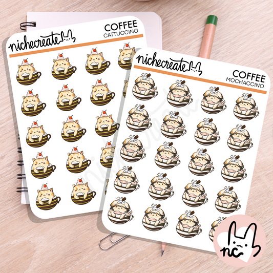Mochaccino Cattuccino Coffee Planner Sticker Sheet