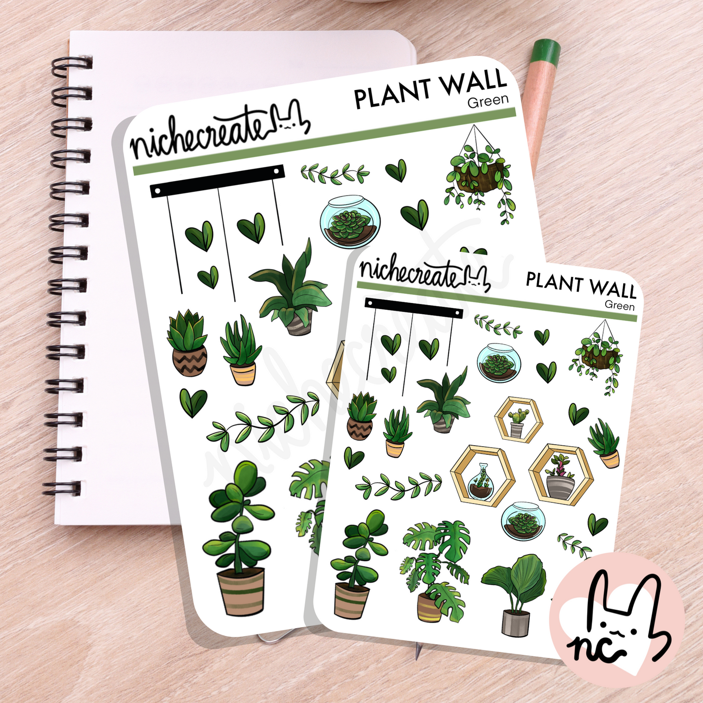 Green Plant Wall Planner Sticker Sheet