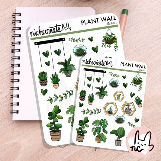Green Plant Wall Planner Sticker Sheet
