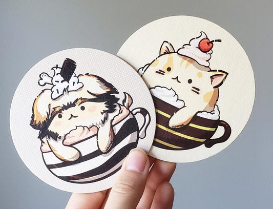 Cattuccino + Mochaccino Coasters