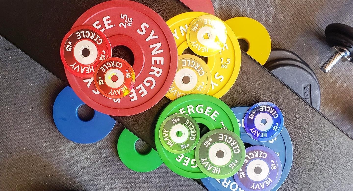 Weightlifting Kilo Plates Vinyl Stickers (Holographic) | Red/Blue/Yellow/Green