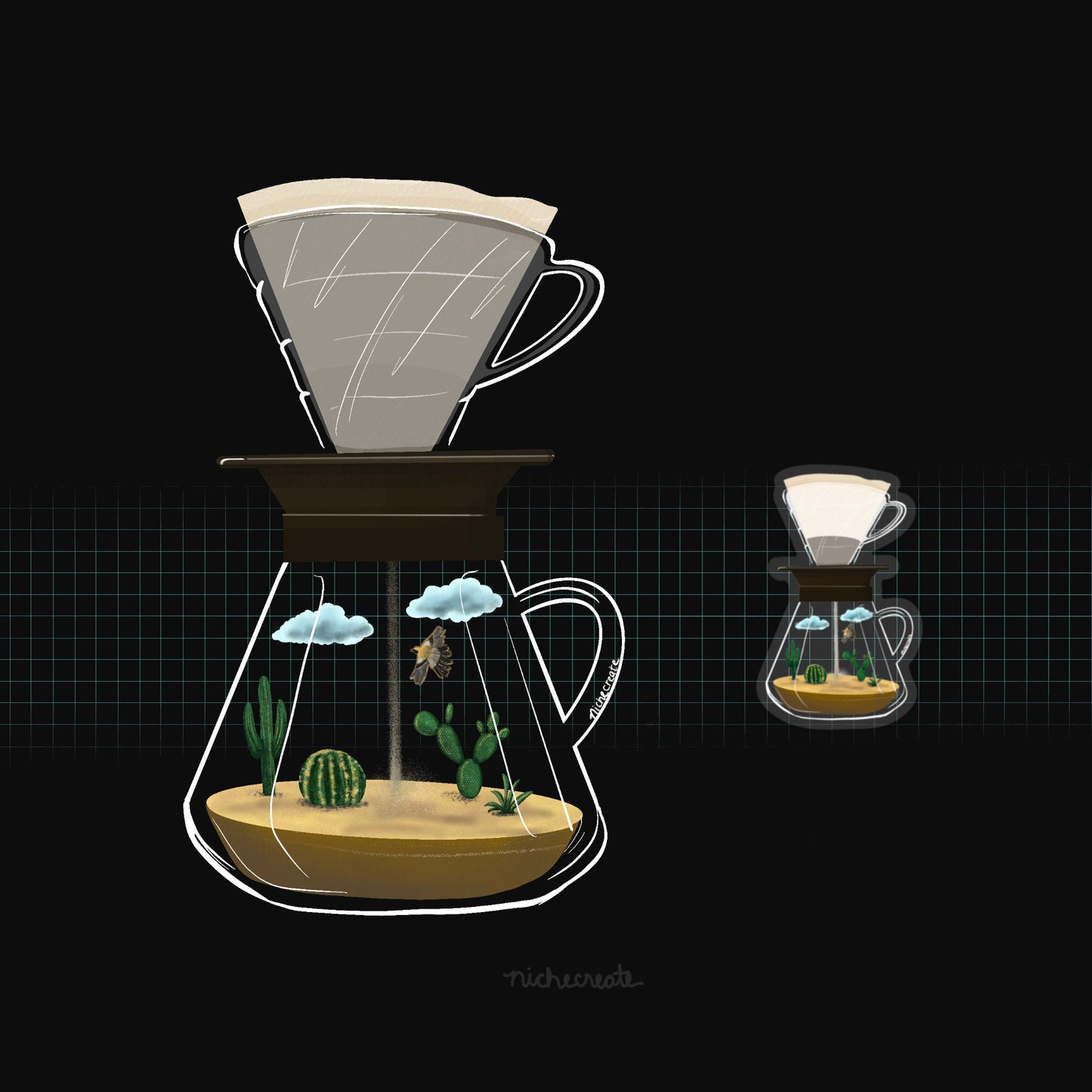 V60 Minutes Coffee Vinyl Sticker (Transparent)