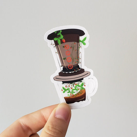 Aeropress Coffee Vinyl Sticker (Transparent)