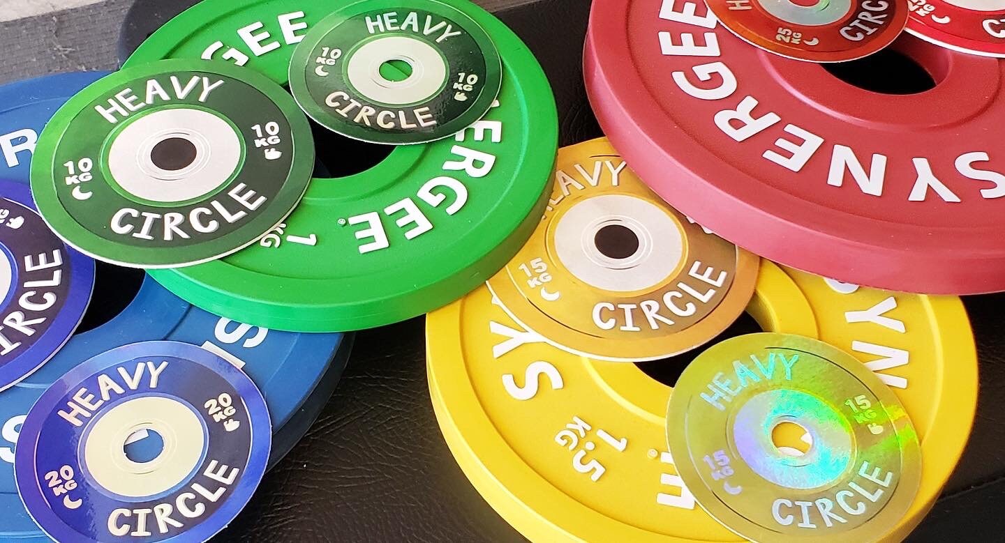 Weightlifting Kilo Plates Vinyl Stickers (Holographic) | Red/Blue/Yellow/Green