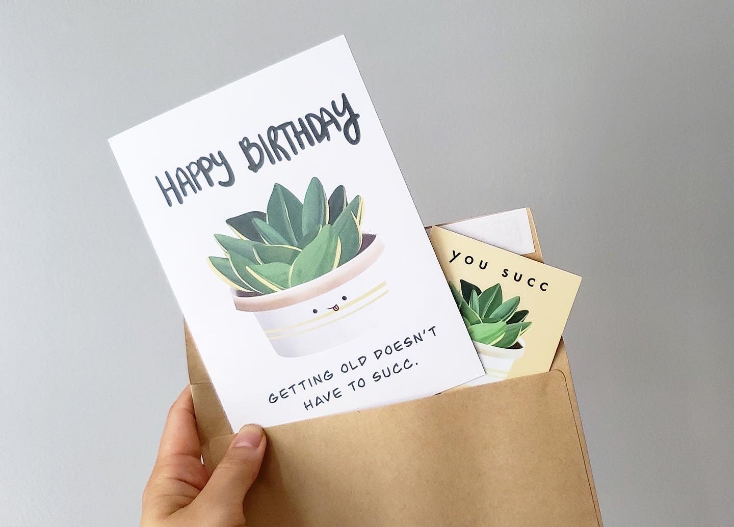 Succulent Card + You Succ Vinyl Sticker | Birthday/Valentine's Card