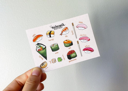Sushi Menu Planner Sticker Sheet | Water-Resistant