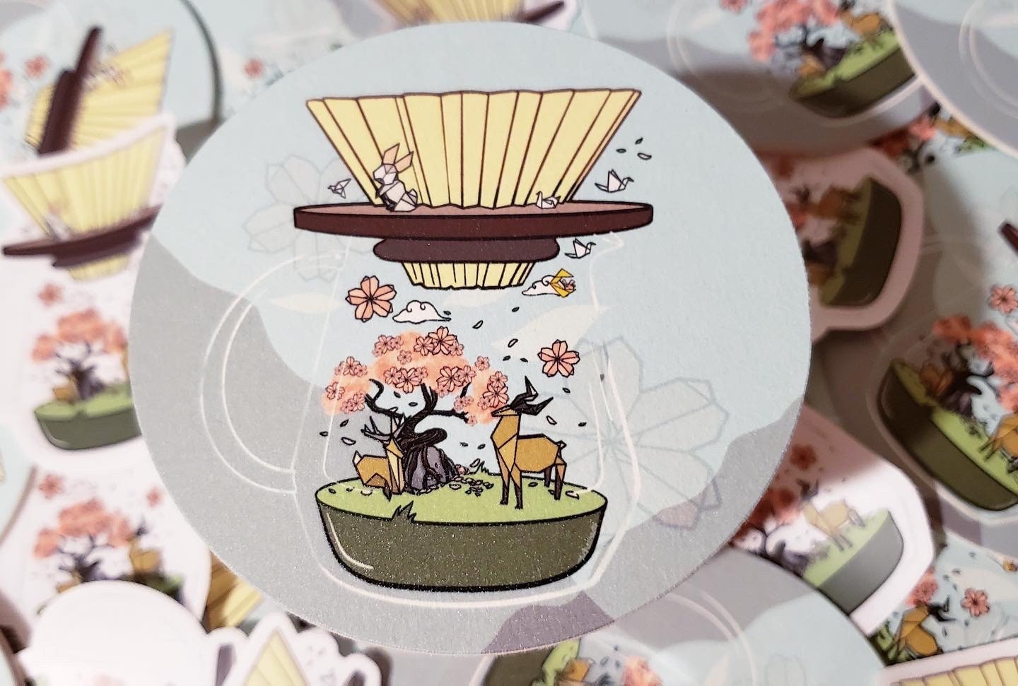 Yellow Origami Coffee Coaster