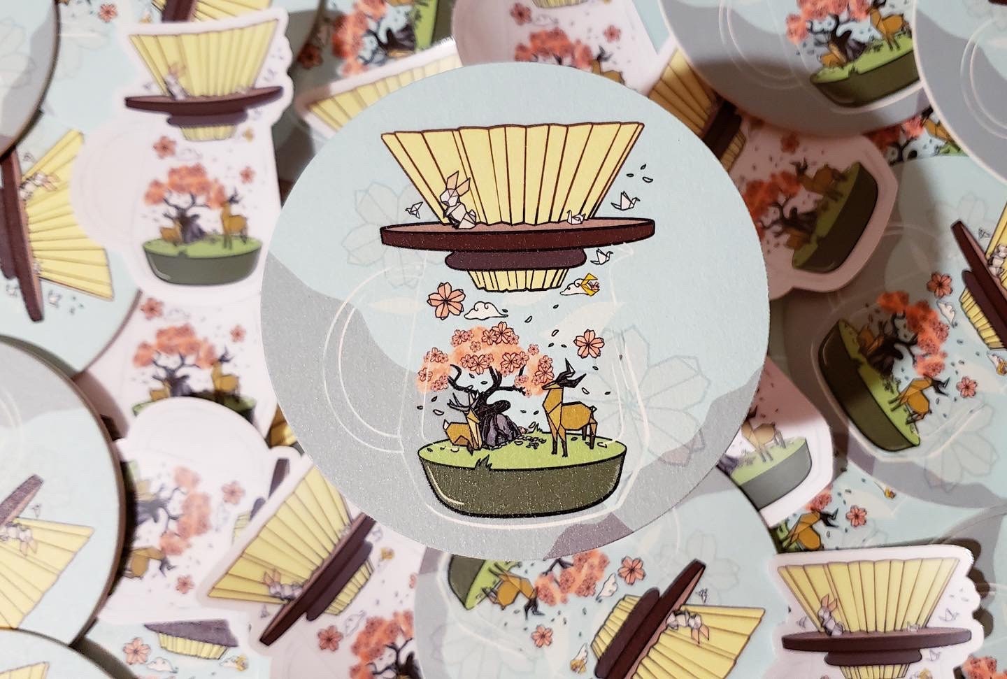 Yellow Origami Coffee Coaster