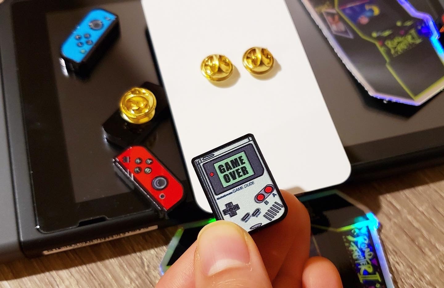 Chunky Black Gaming Acrylic Pins | Classic or Red/Blue